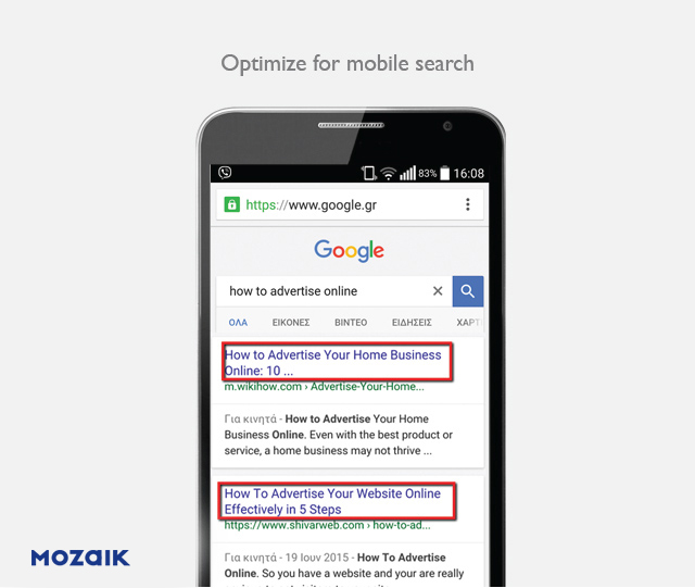 Optimize for mobile search